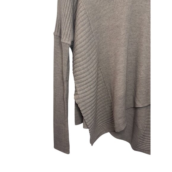 All Saints taupe Keld Olivo oversized V-neck asymmetrical sweater size L - Picture 5 of 14